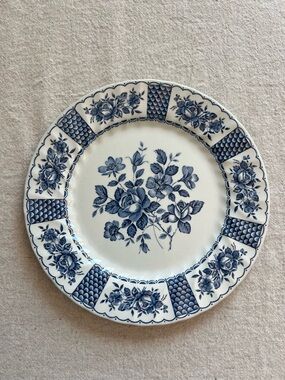Myott “Melody” Blue & White Ironstone Plate – Vintage Floral Transferware